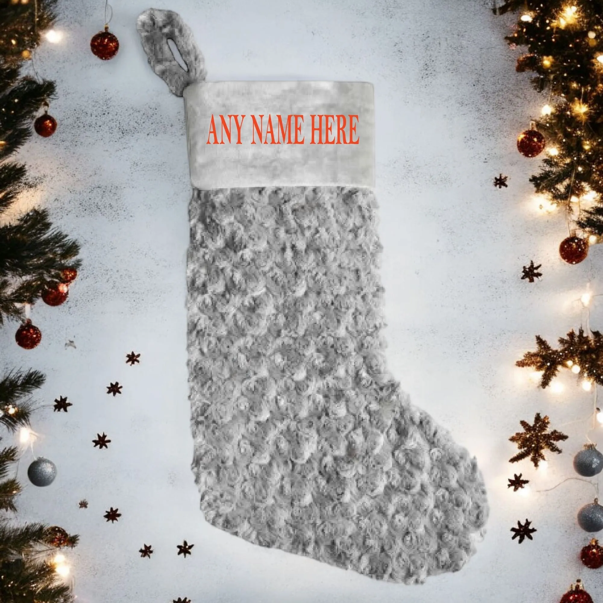 Personalised Christmas Plush Fluffy Stockings