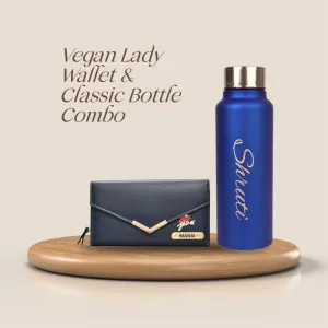 Personalized Lady Wallet with Classic Bottle - Blue