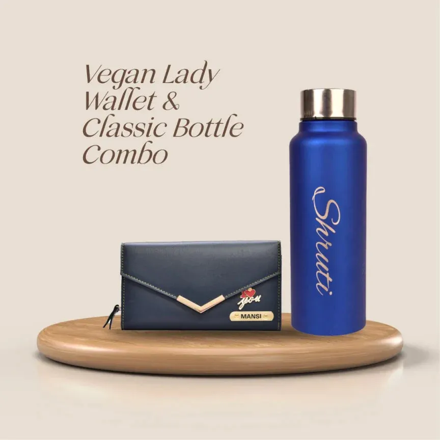 Personalized Lady Wallet with Classic Bottle - Blue