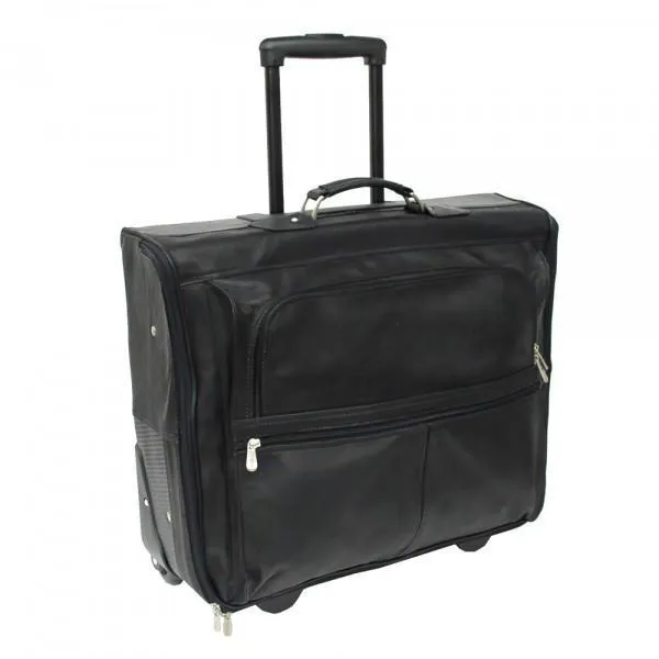 Piel Leather Garment Bag On Wheels