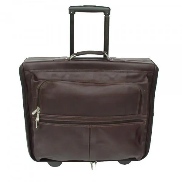 Piel Leather Garment Bag On Wheels
