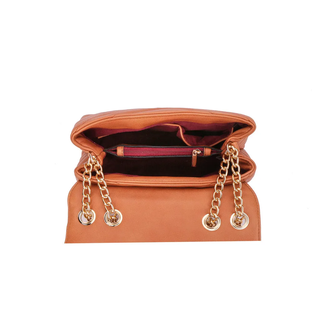 Pink Chevron Embossed Chained Bag | ALPHONSINA