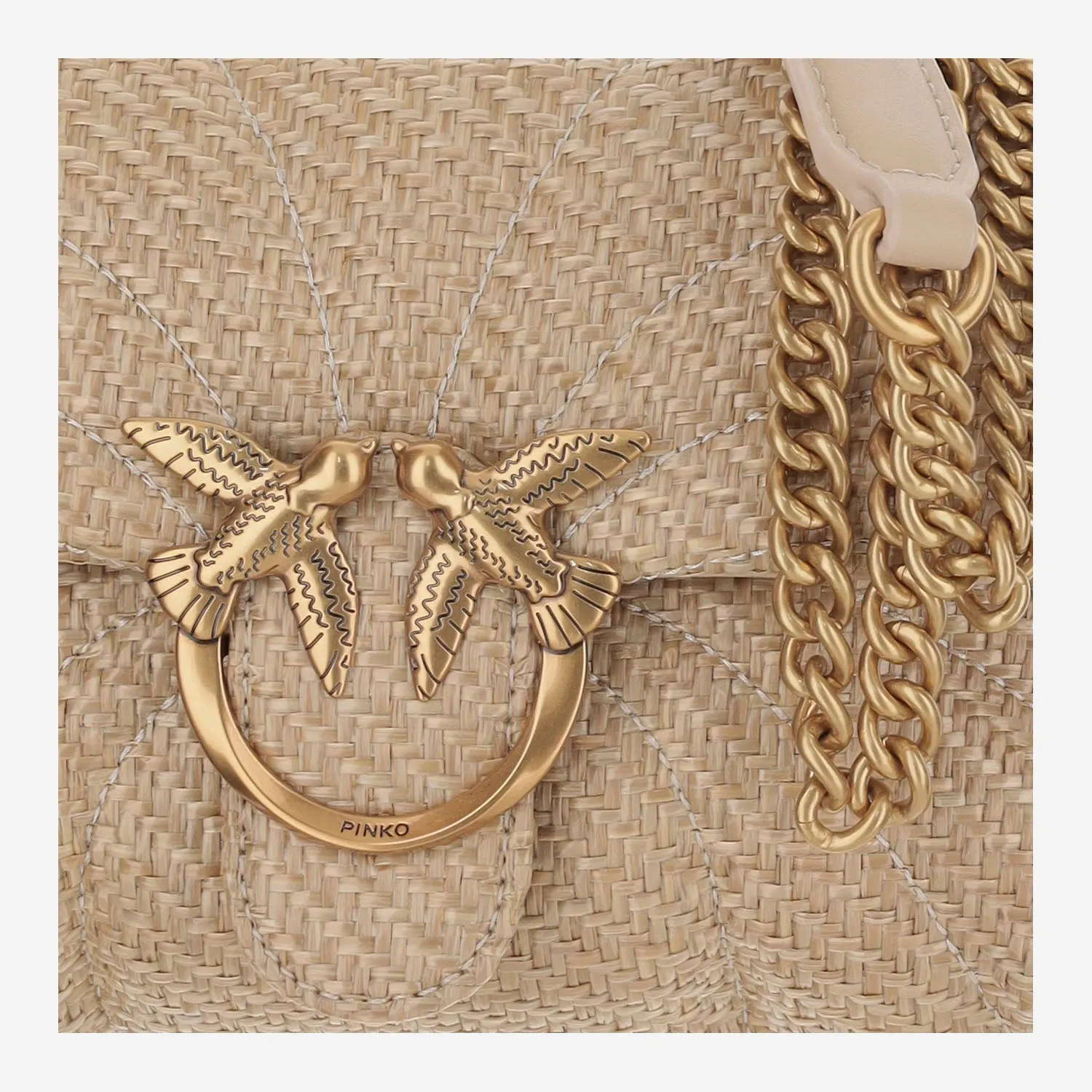 Pinko Raffia axelväska med logotyp