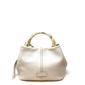 Plinio Visona Tortoise Handle Contrast Stitch Handbag