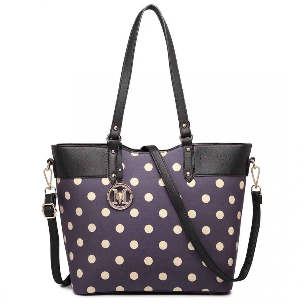 Polka Dot Print Tote Bag - Purple