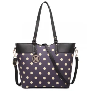 Polka Dot Print Tote Bag - Purple