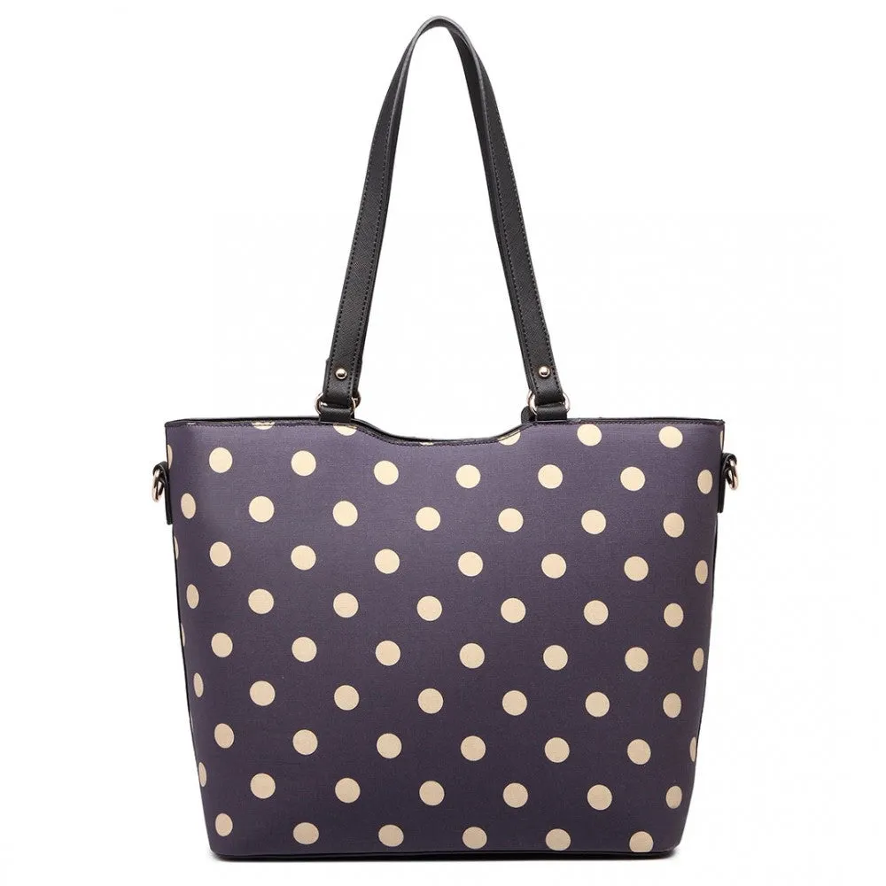 Polka Dot Print Tote Bag - Purple
