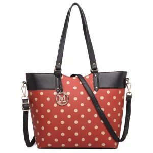 Polka Dot Print Tote Bag - Red