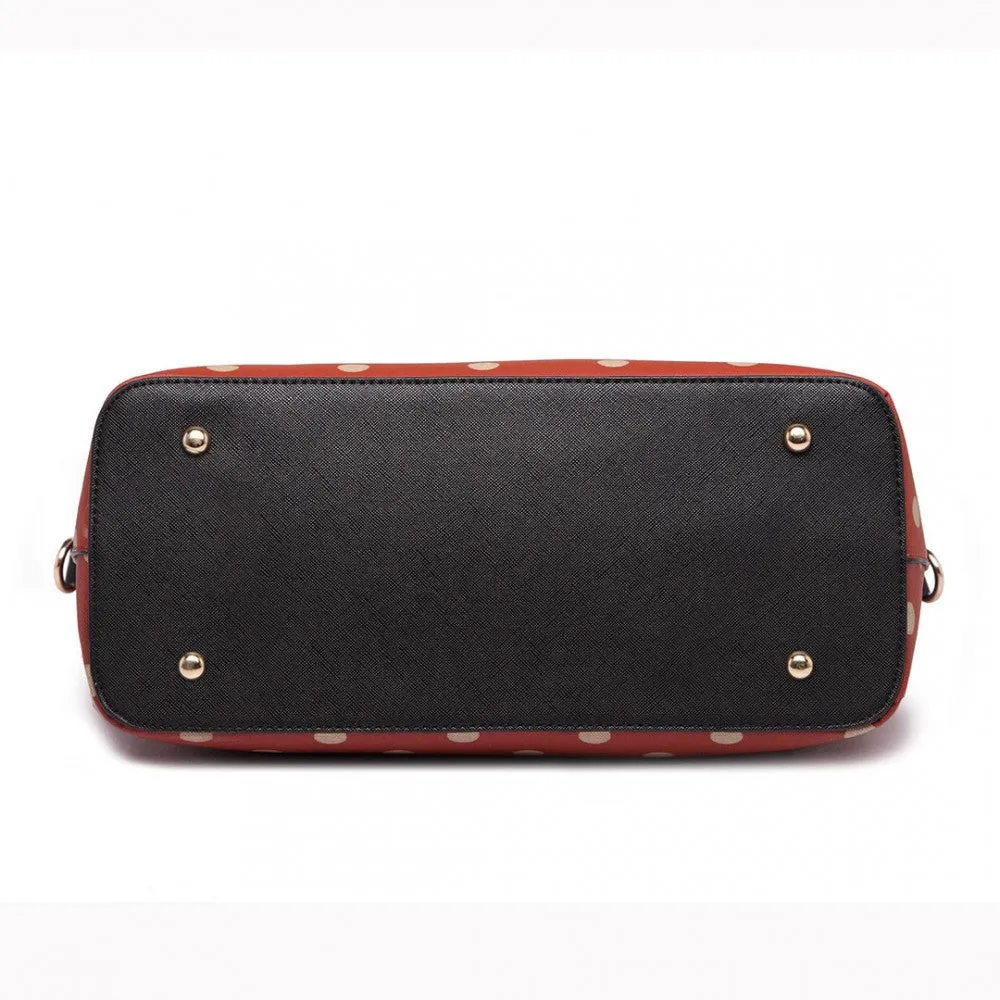 Polka Dot Print Tote Bag - Red