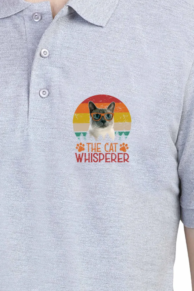 Polo Neck T-Shirt (Men) - The Cat Whisperer (7 Colours)
