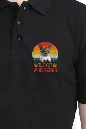 Polo Neck T-Shirt (Men) - The Cat Whisperer (7 Colours)