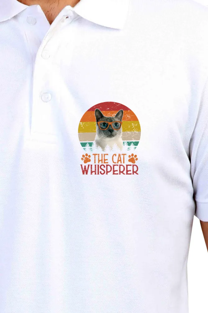 Polo Neck T-Shirt (Men) - The Cat Whisperer (7 Colours)