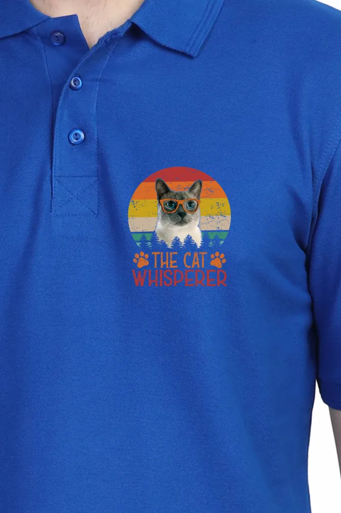 Polo Neck T-Shirt (Men) - The Cat Whisperer (7 Colours)