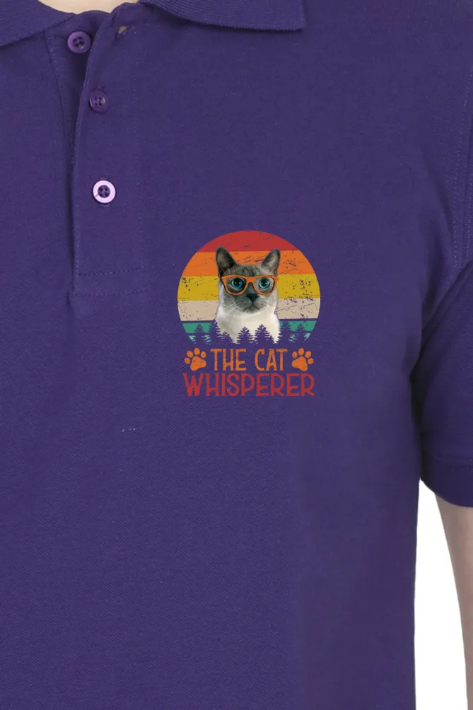 Polo Neck T-Shirt (Men) - The Cat Whisperer (7 Colours)
