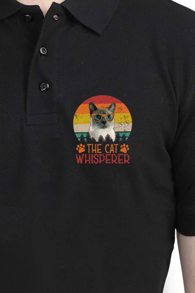 Polo Neck T-Shirt (Men) - The Cat Whisperer (7 Colours)
