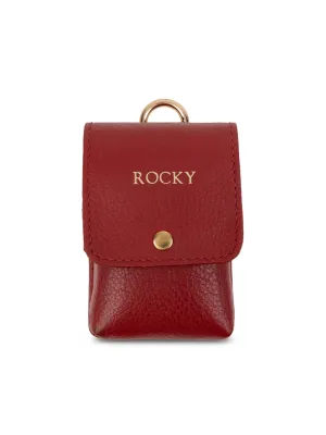 Poop Bag Holder Leather Red