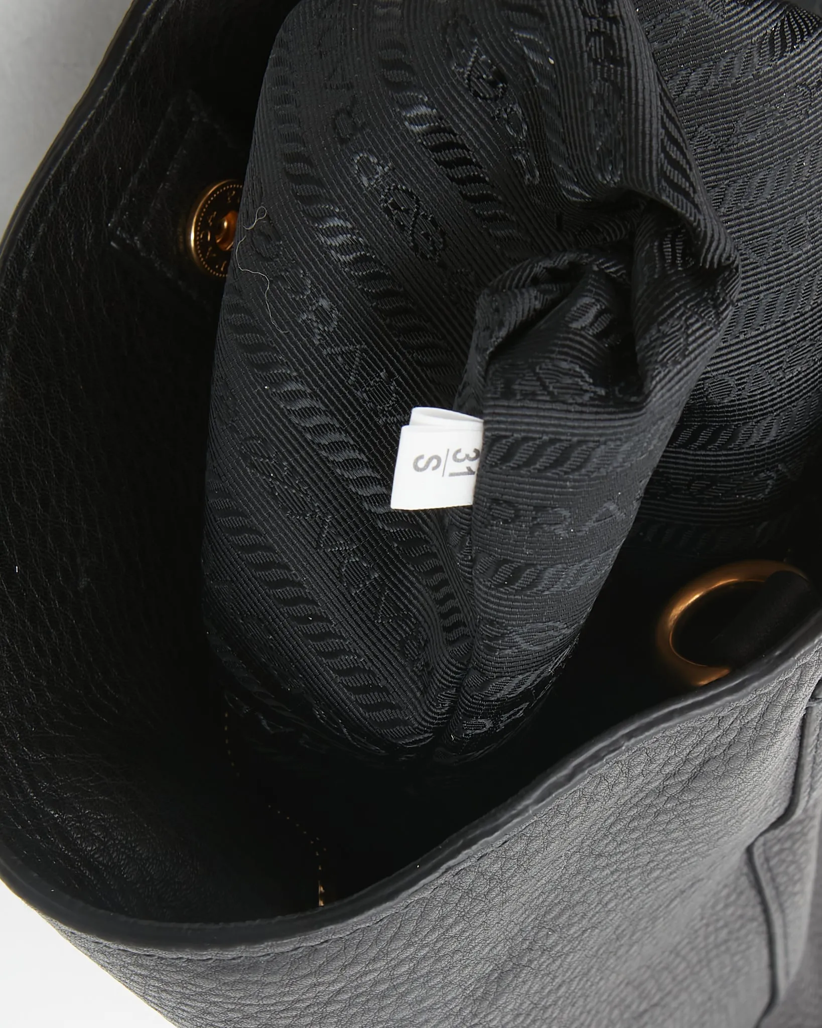 Prada Black Vitello Daino Leather Shopping Tote Bag