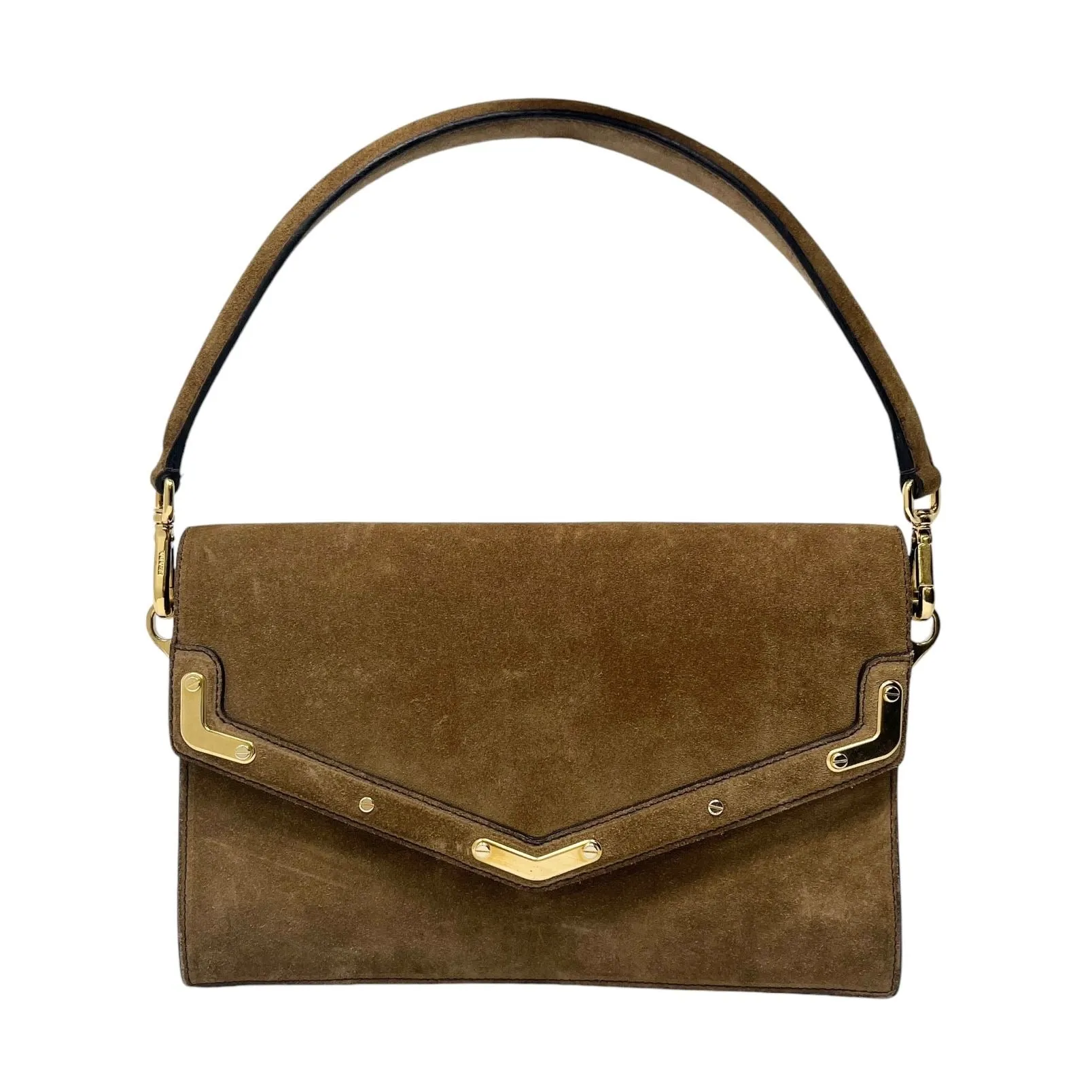 Prada Brown Suede Envelope Shoulder Bag