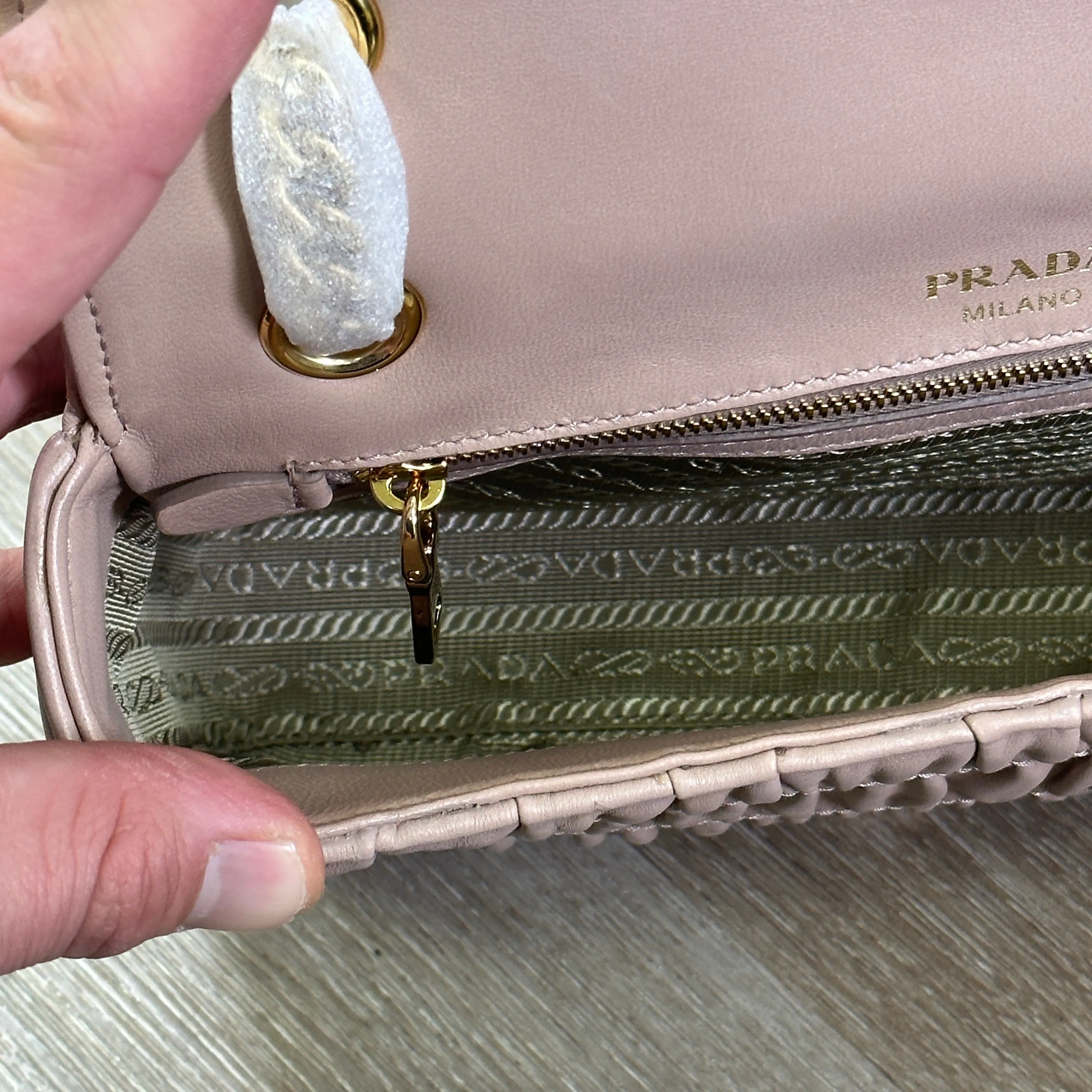 Prada Chain Flap Shoulder Bag Nappa Gaufre Medium - Pink
