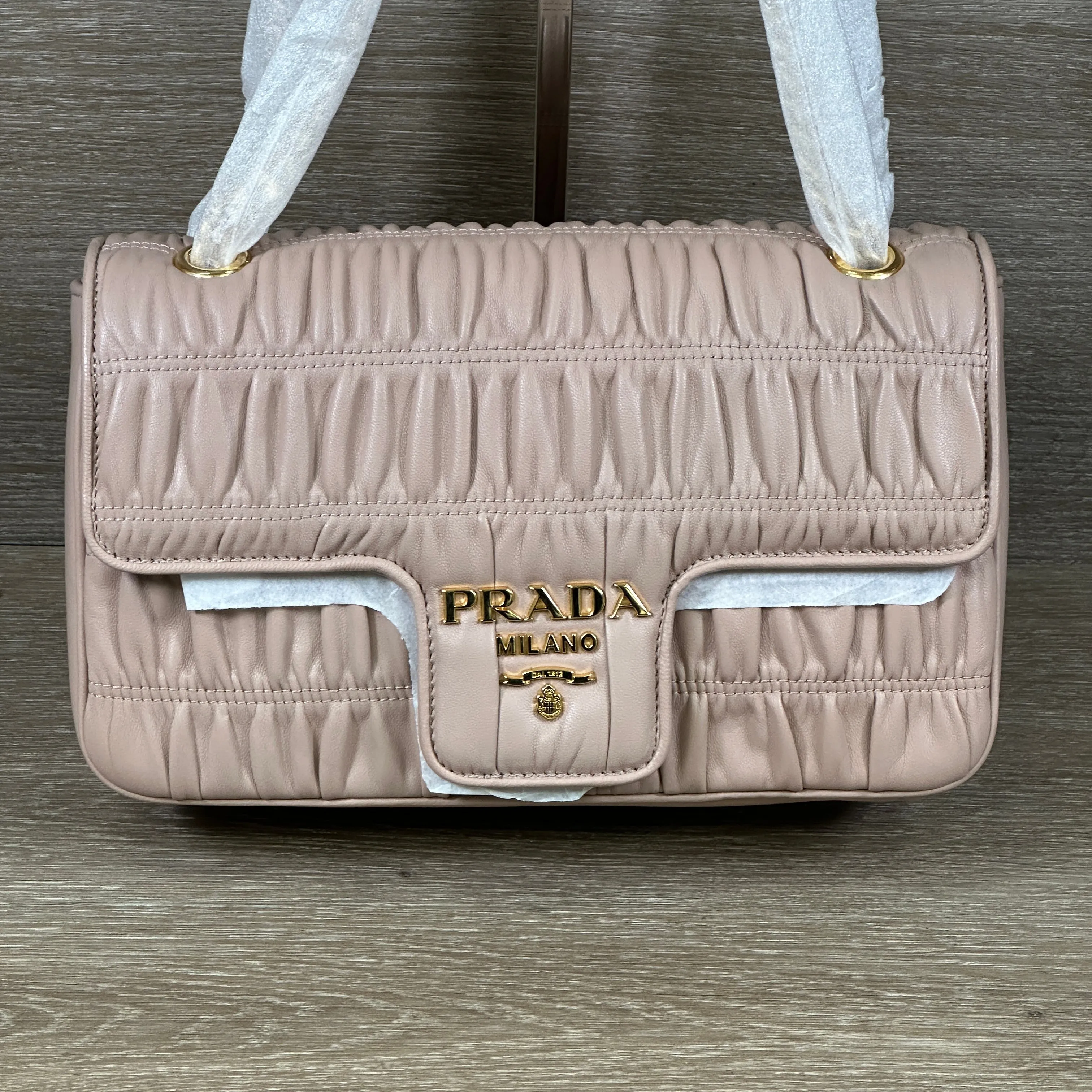 Prada Chain Flap Shoulder Bag Nappa Gaufre Medium - Pink