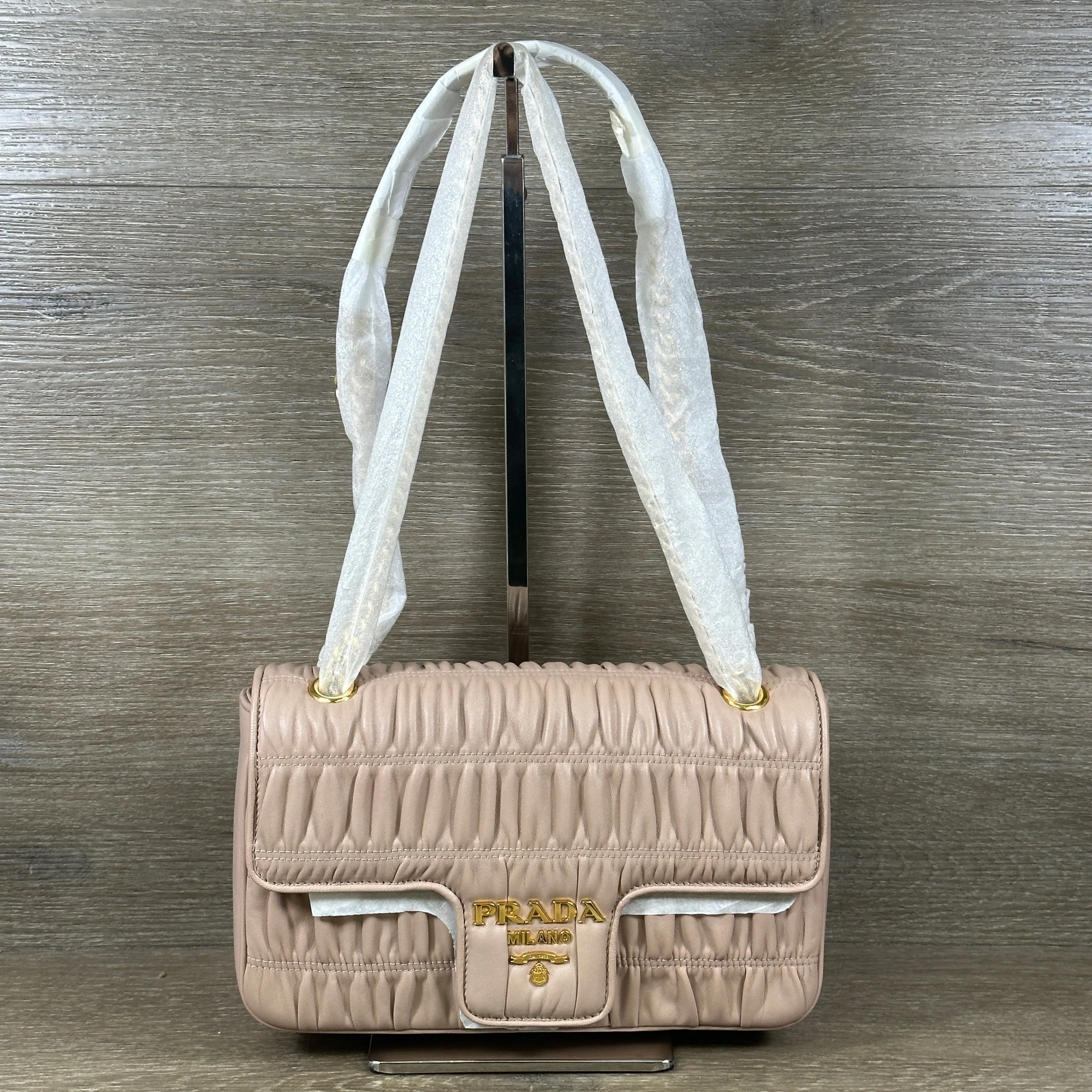 Prada Chain Flap Shoulder Bag Nappa Gaufre Medium - Pink