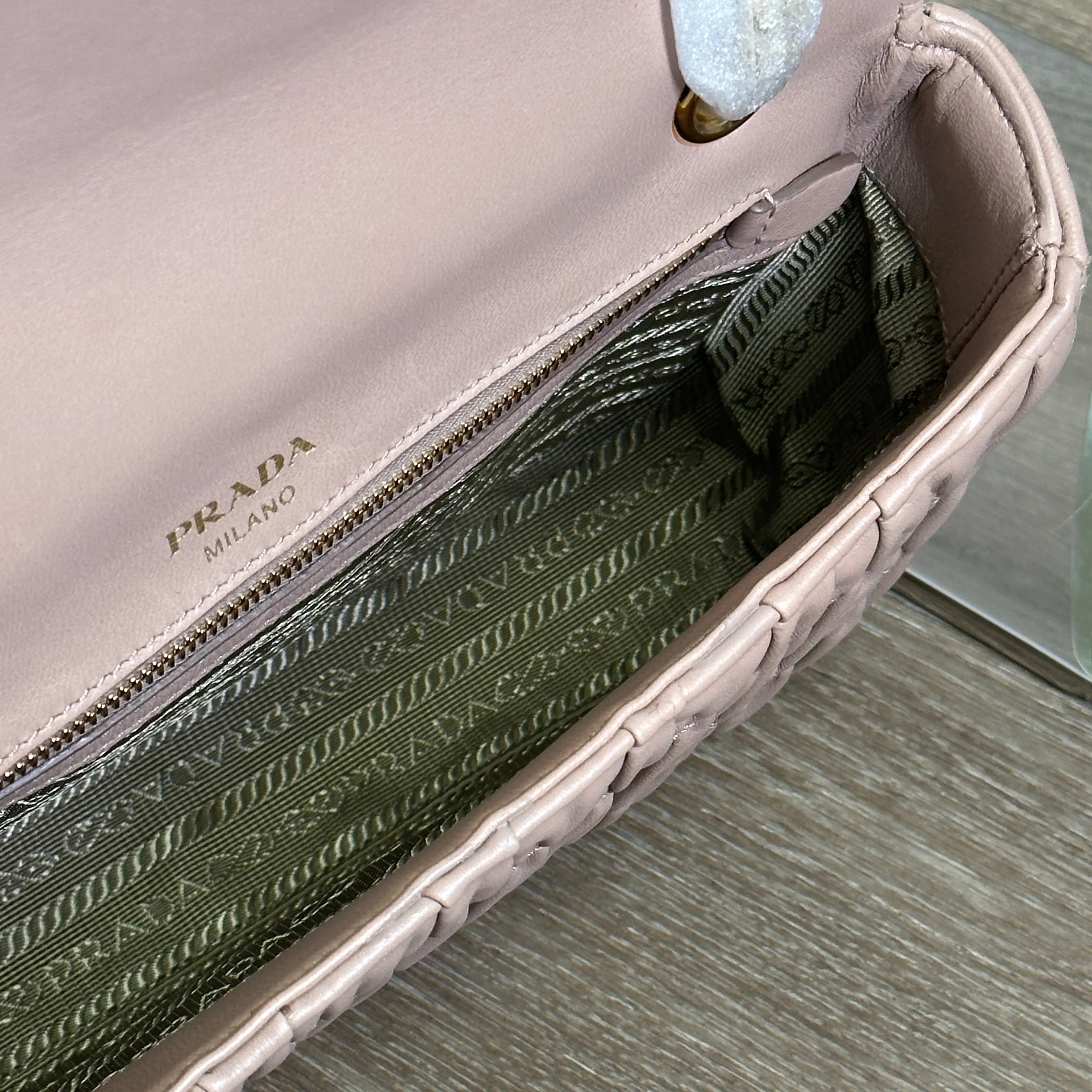 Prada Chain Flap Shoulder Bag Nappa Gaufre Medium - Pink