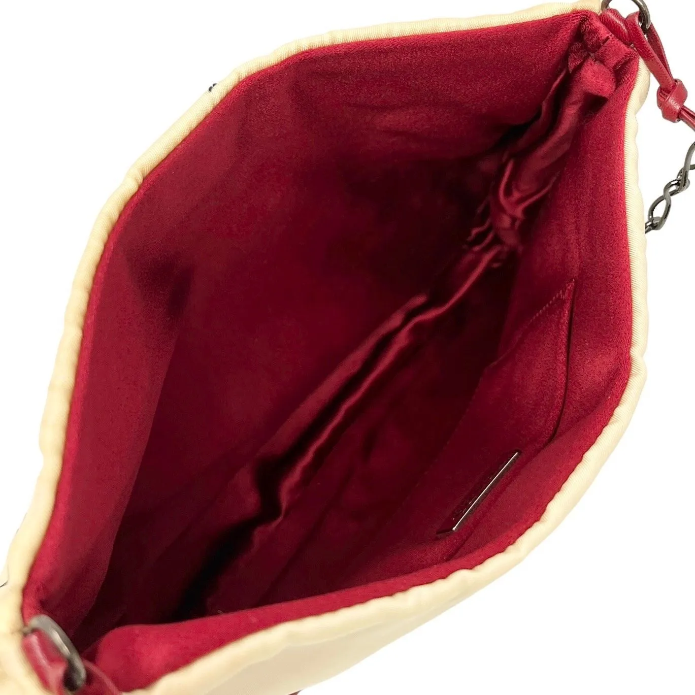 Prada Cream   Brown Satin Floral Shoulder Bag