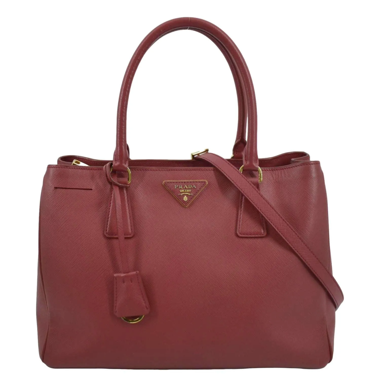 PRADA Lux Saffiano Leather Top Handle Satchel Bag Red