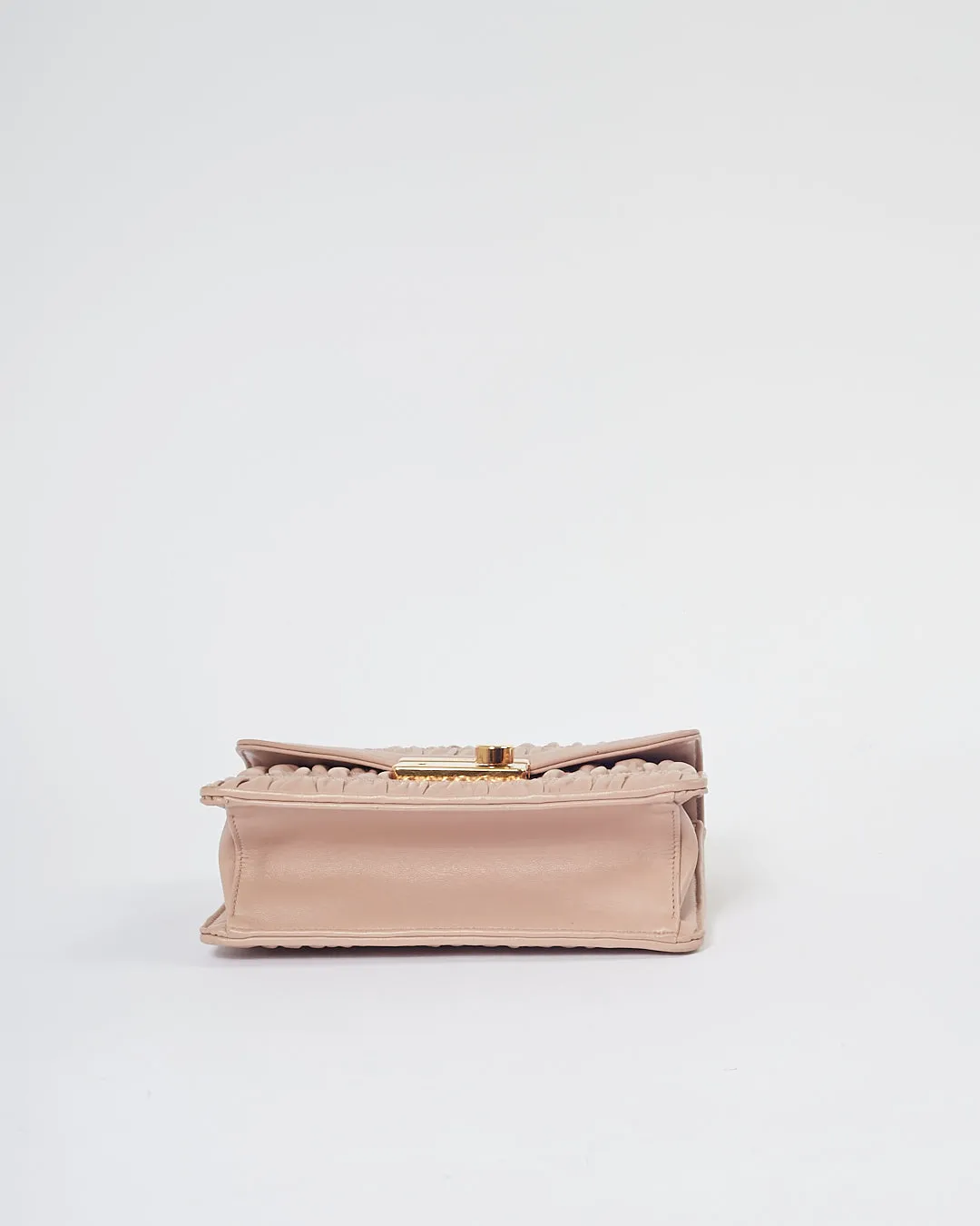Prada Pink Gauffre Leather Padlock Crossbody Chain Bag