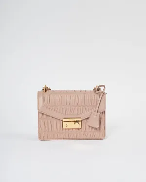 Prada Pink Gauffre Leather Padlock Crossbody Chain Bag