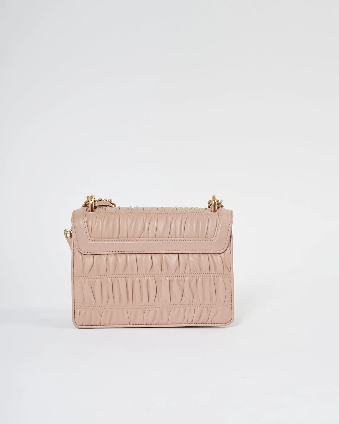 Prada Pink Gauffre Leather Padlock Crossbody Chain Bag
