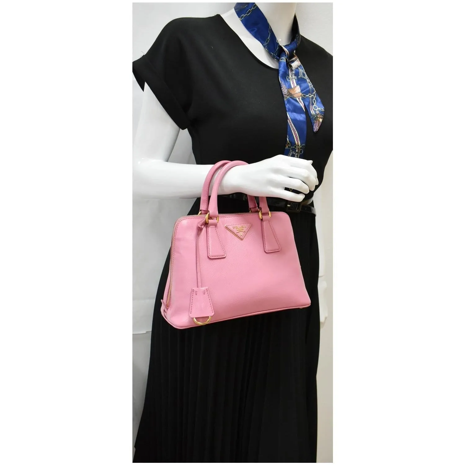 PRADA Promenade Mini Saffiano Leather Satchel Bag Pink