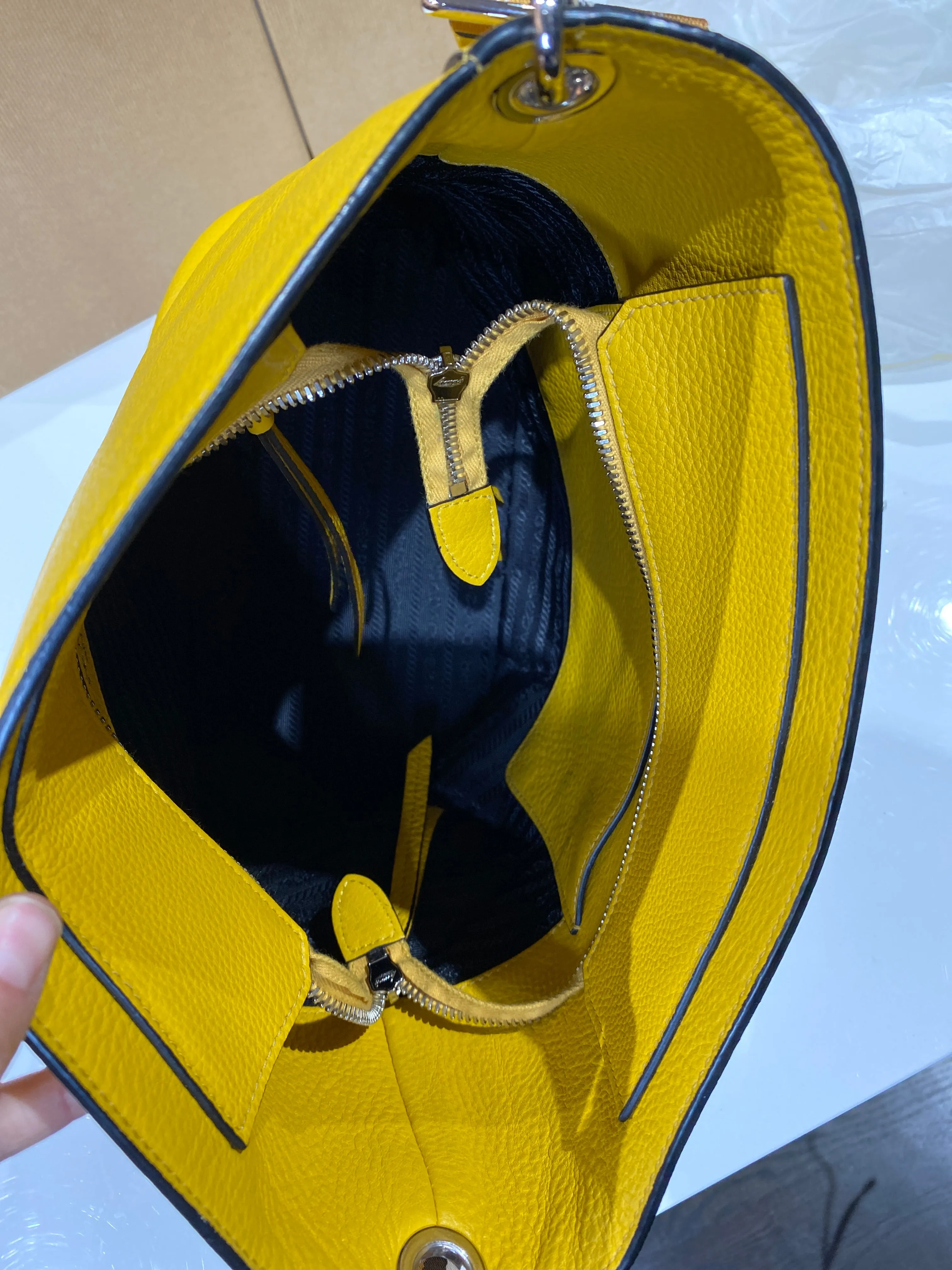 Prada Vitello Secciello Logo Embossed Leather bag