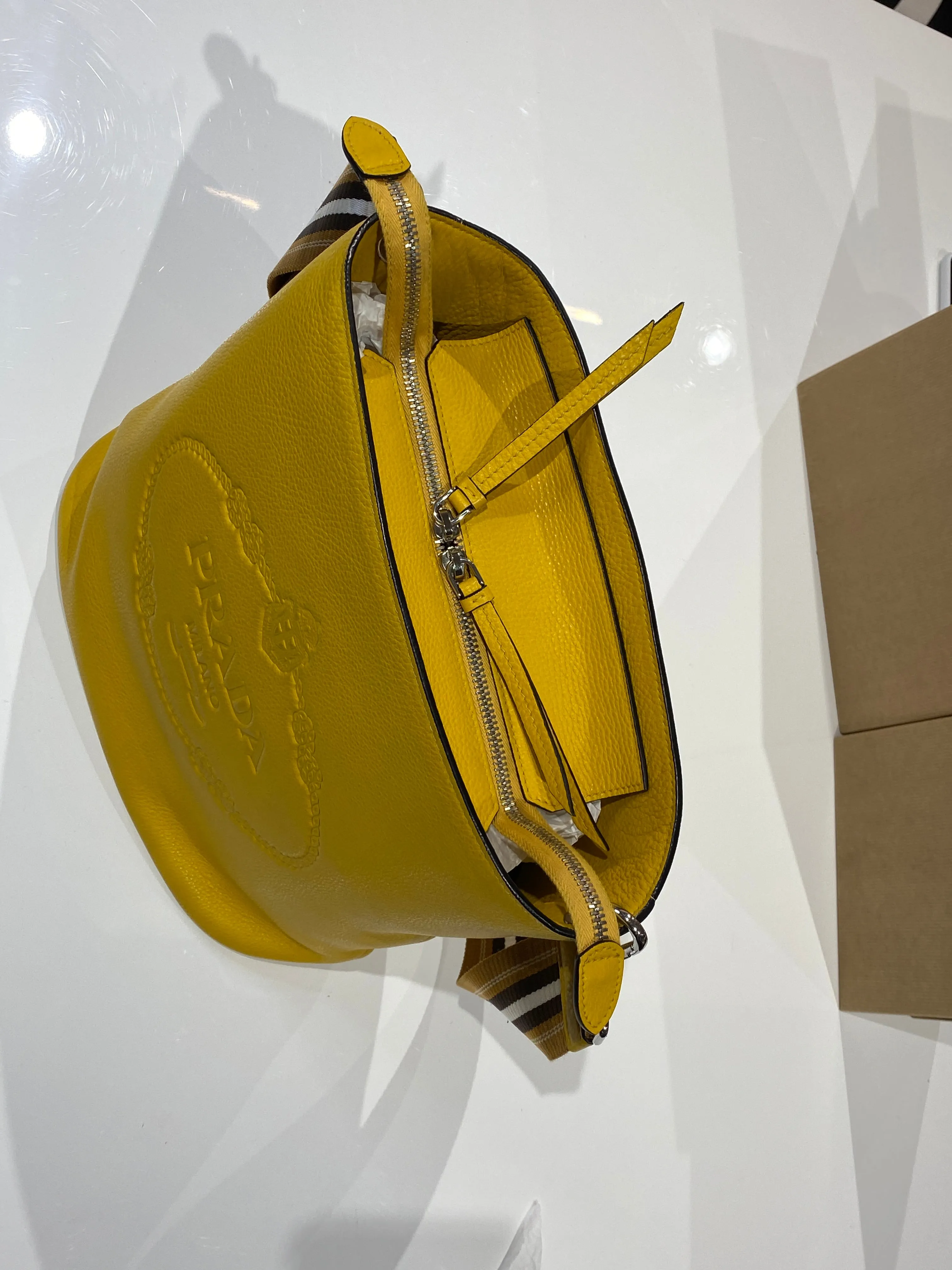 Prada Vitello Secciello Logo Embossed Leather bag