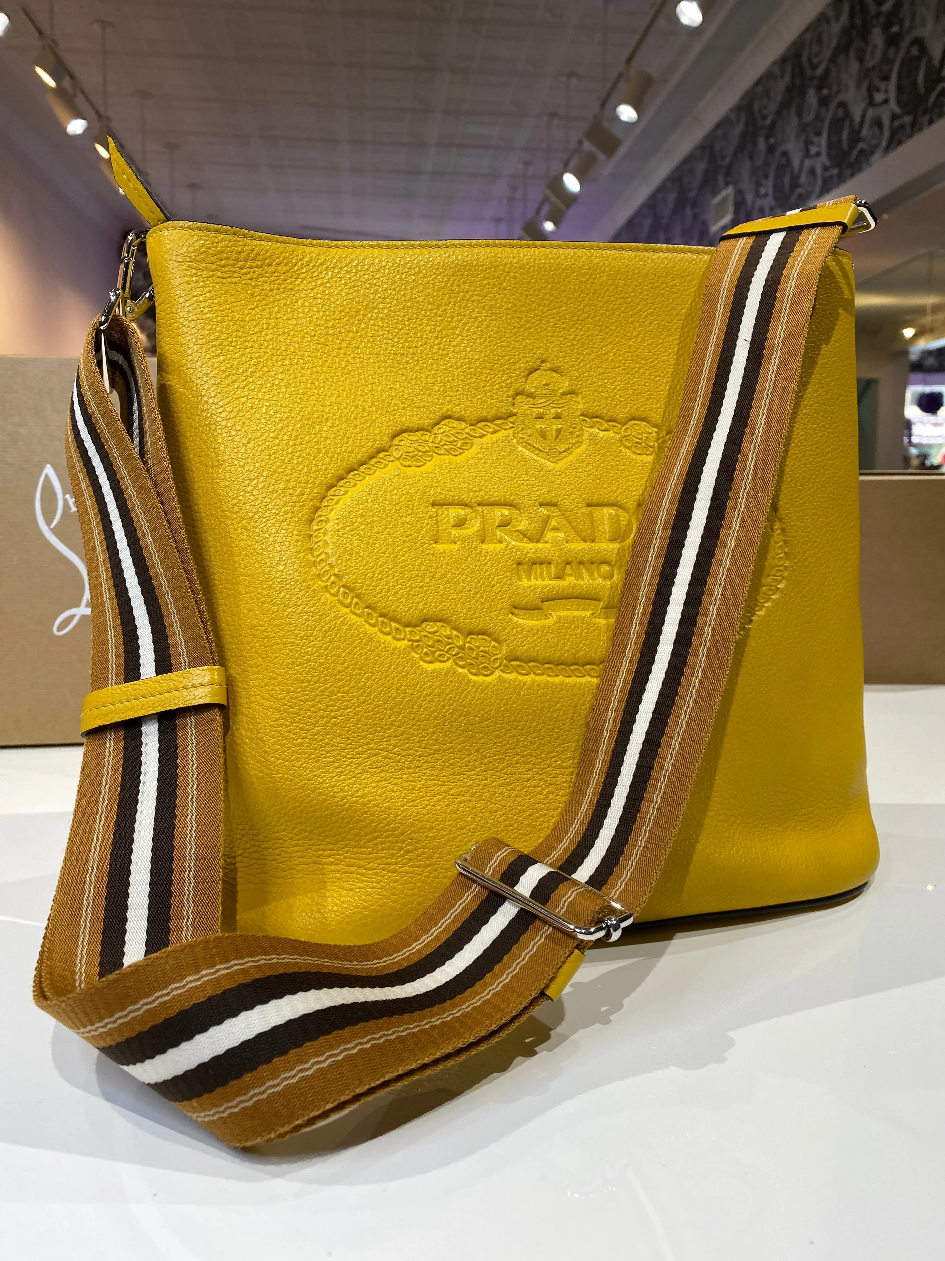 Prada Vitello Secciello Logo Embossed Leather bag