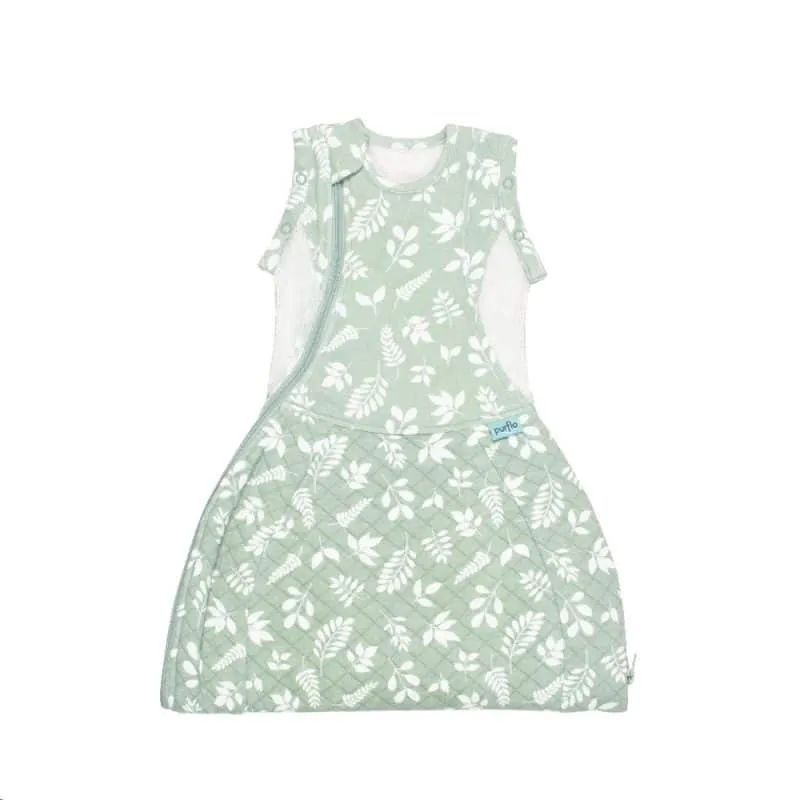 Purflo Swaddle To Sleep Bag 2.5 TOG 0-4 Month Lightweight - Fern (2 Pack)