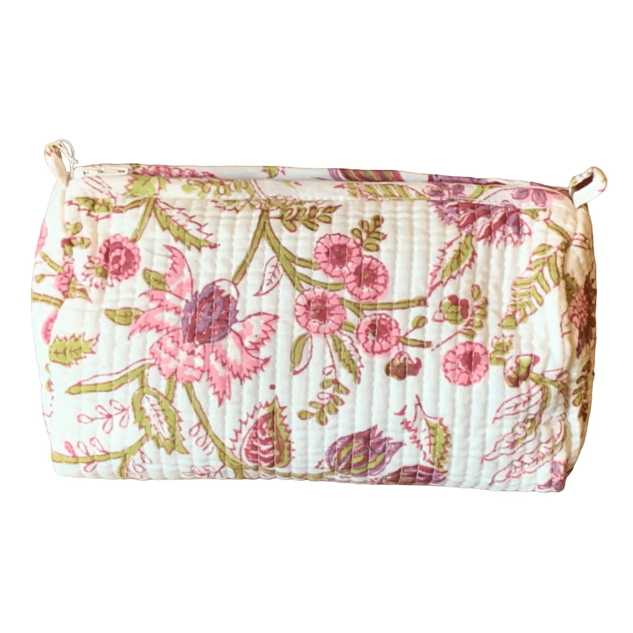 Quilted Block Print Toiletry Bag | 6 x 4 x 4