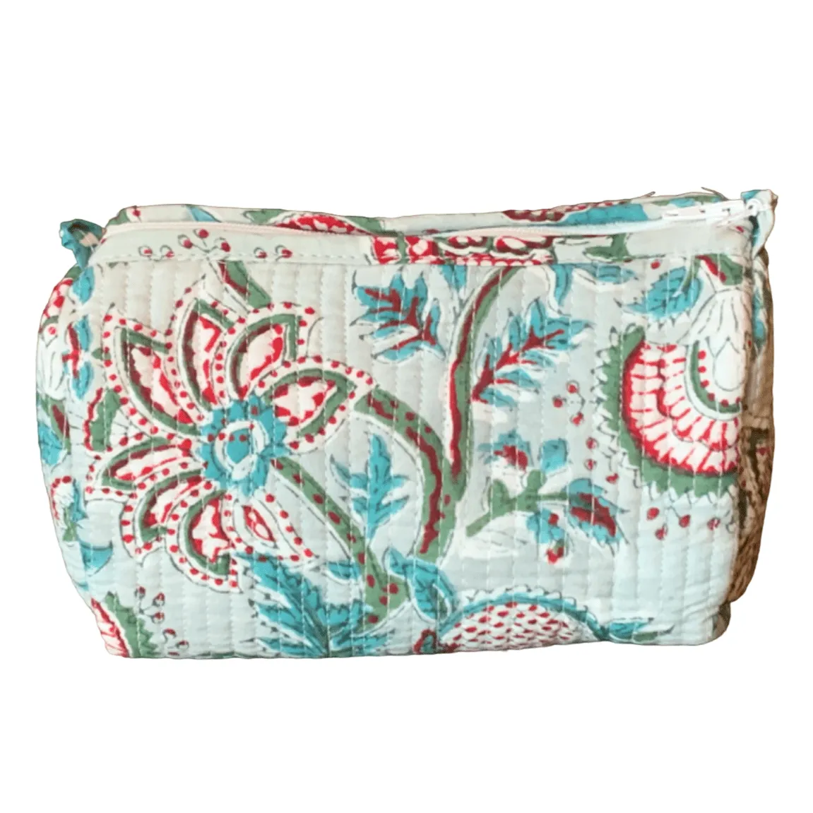 Quilted Block Print Toiletry Bag | 6 x 4 x 4