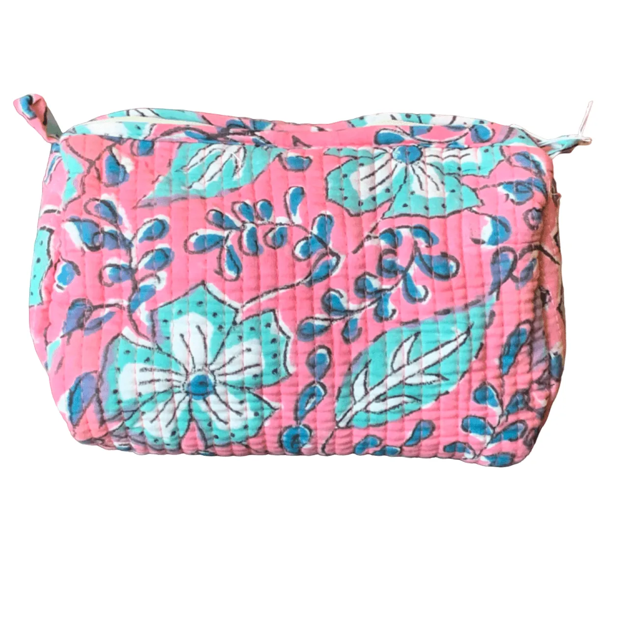 Quilted Block Print Toiletry Bag | 6 x 4 x 4