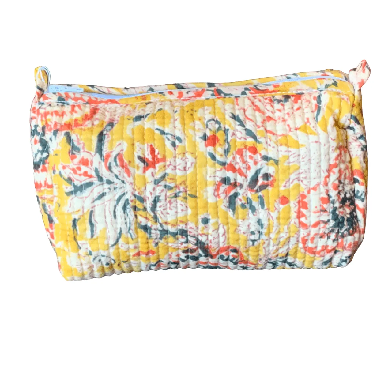 Quilted Block Print Toiletry Bag | 6 x 4 x 4