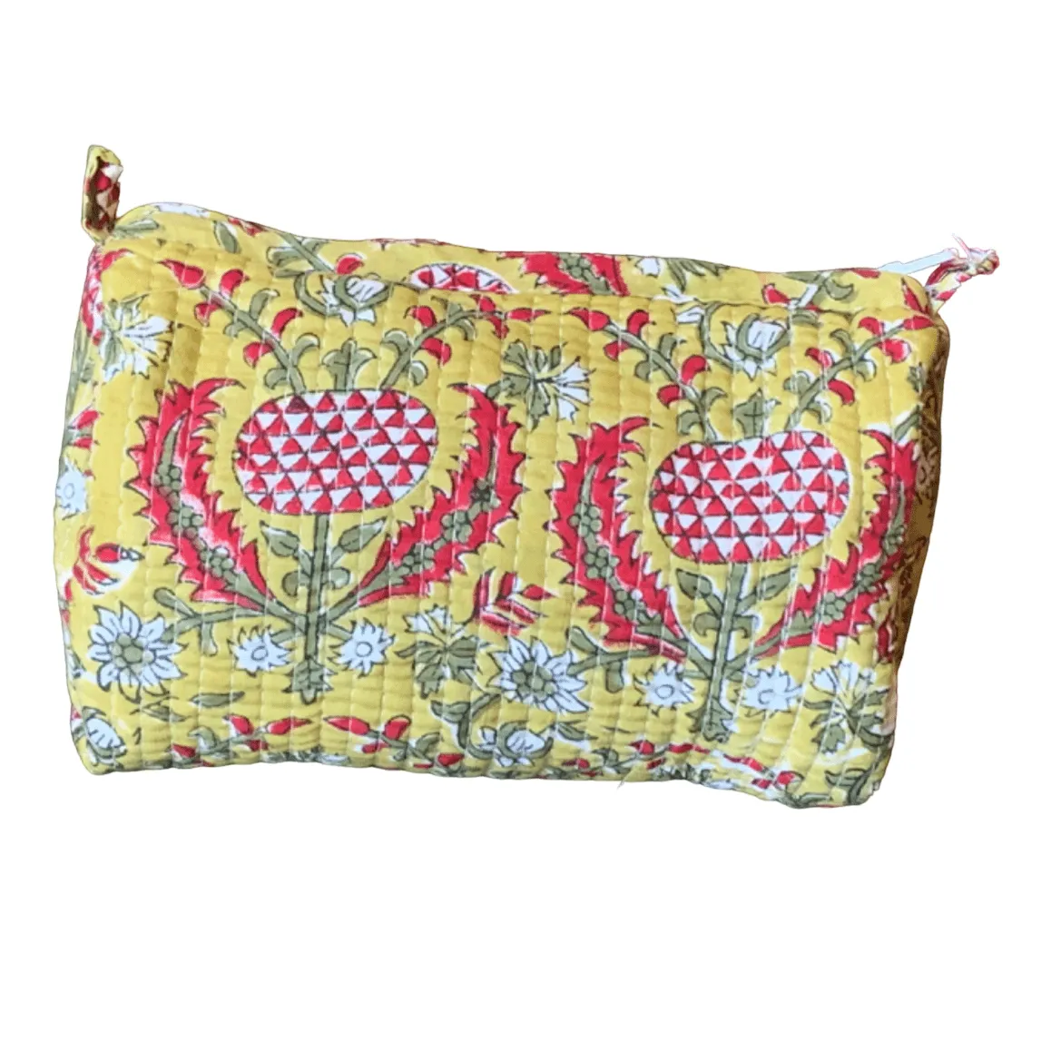 Quilted Block Print Toiletry Bag | 6 x 4 x 4