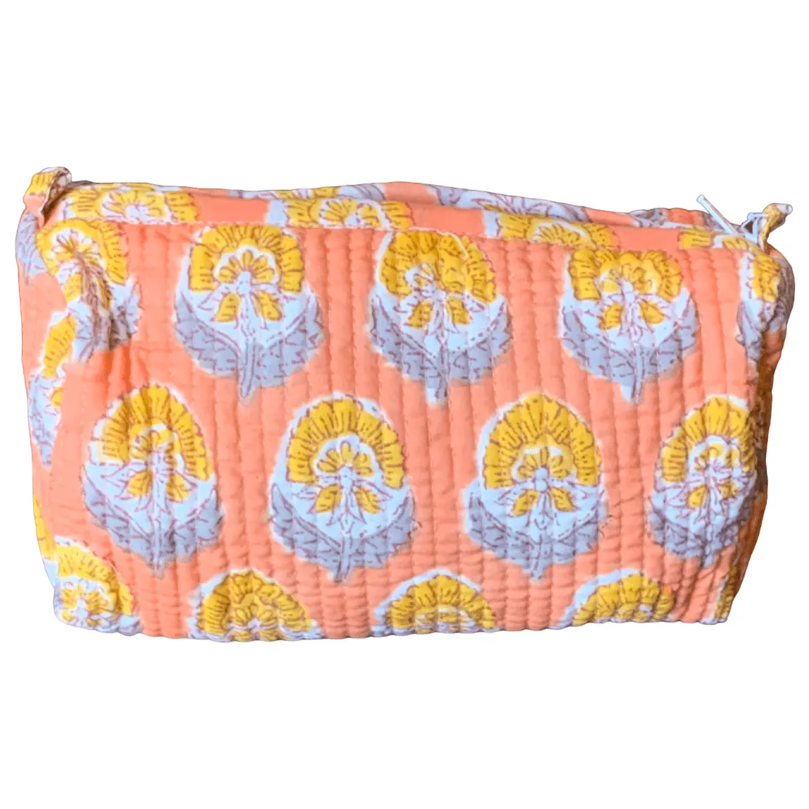 Quilted Block Print Toiletry Bag | 6 x 4 x 4