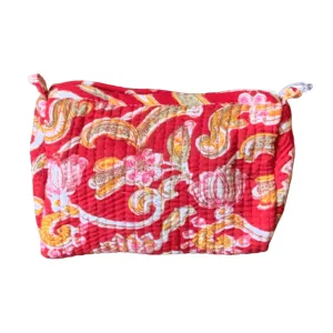 Quilted Block Print Toiletry Bag | 6 x 4 x 4
