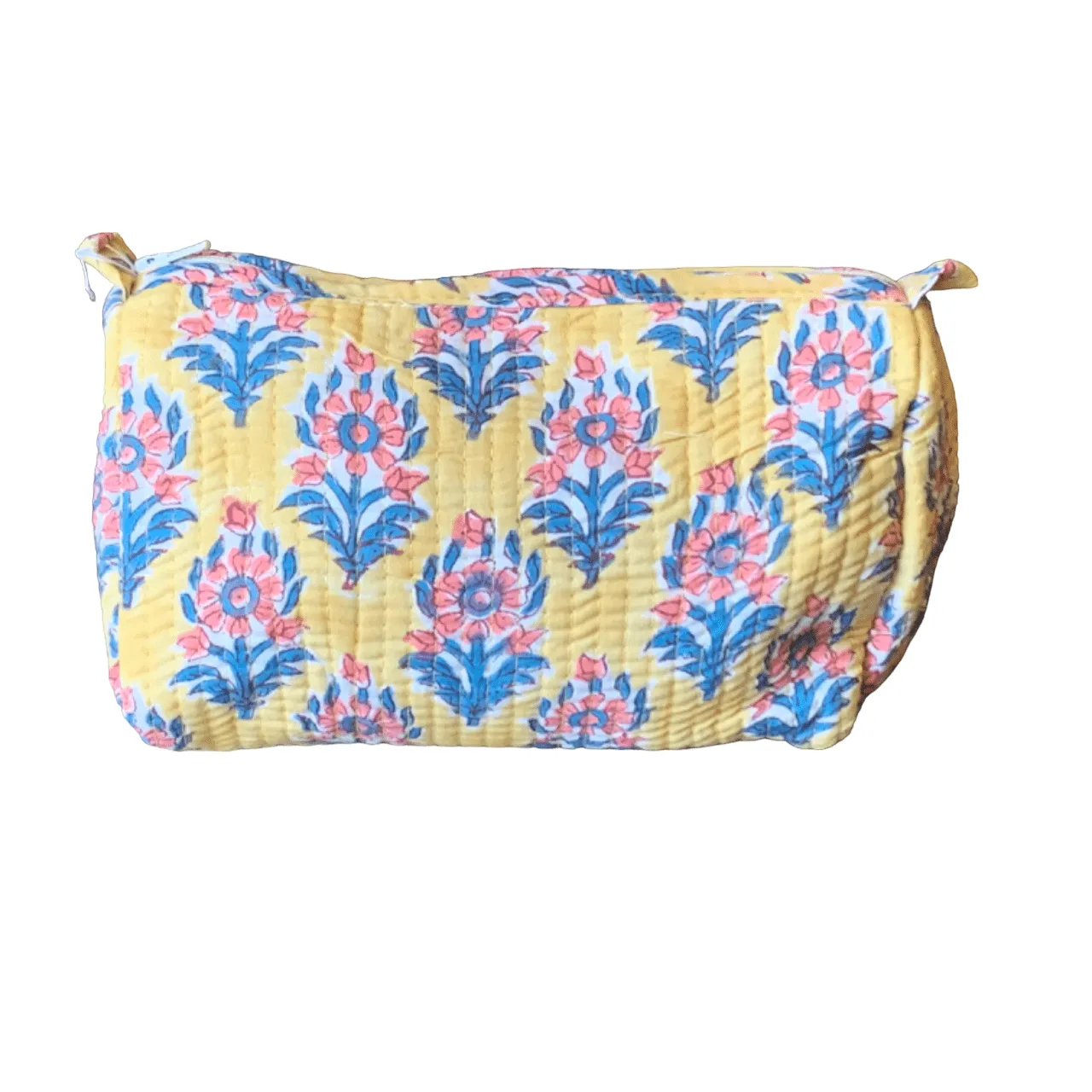 Quilted Block Print Toiletry Bag | 6 x 4 x 4