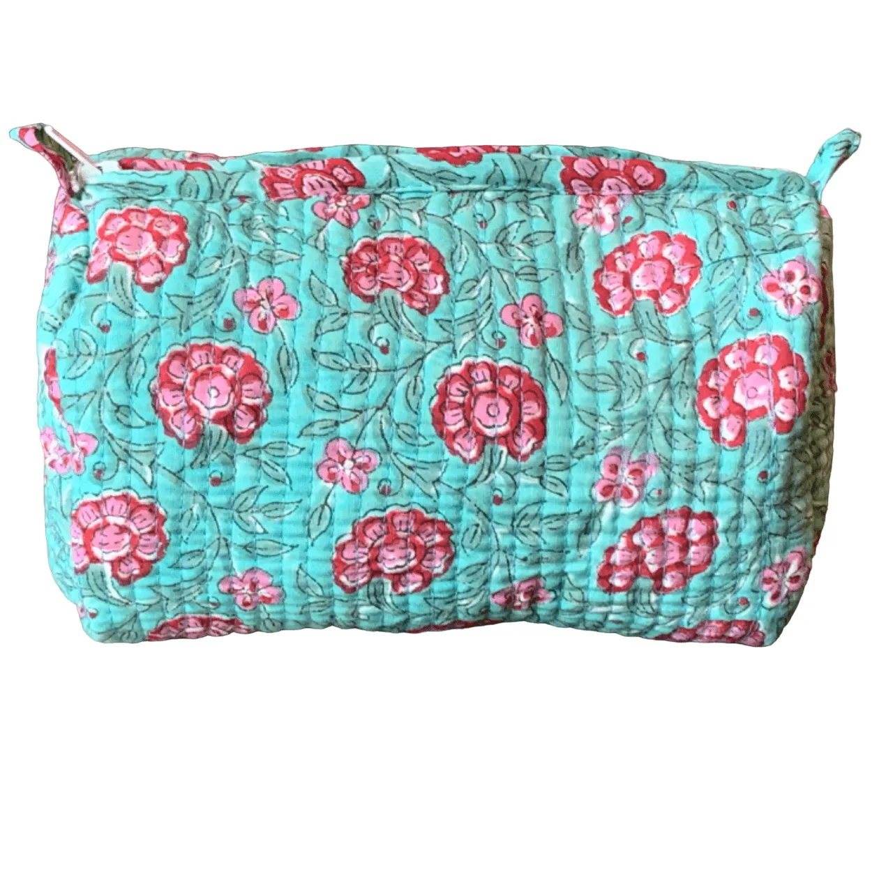 Quilted Block Print Toiletry Bag | 6 x 4 x 4