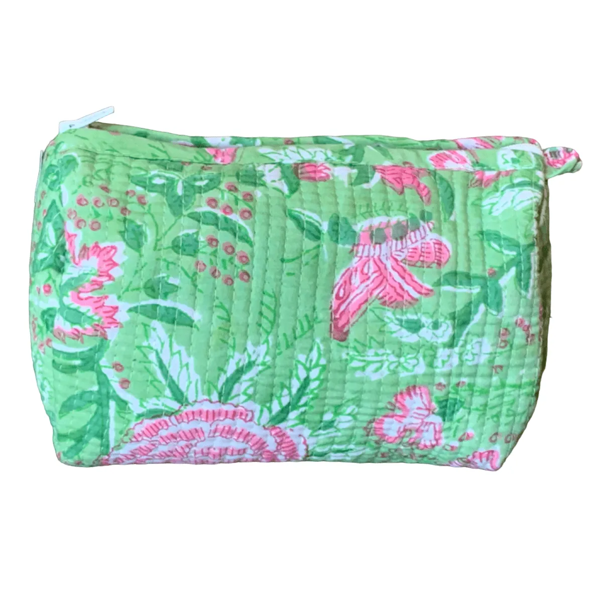 Quilted Block Print Toiletry Bag | 6 x 4 x 4