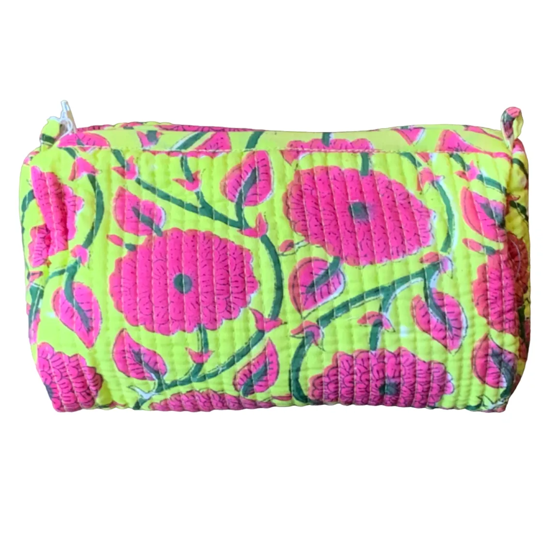 Quilted Block Print Toiletry Bag | 6 x 4 x 4