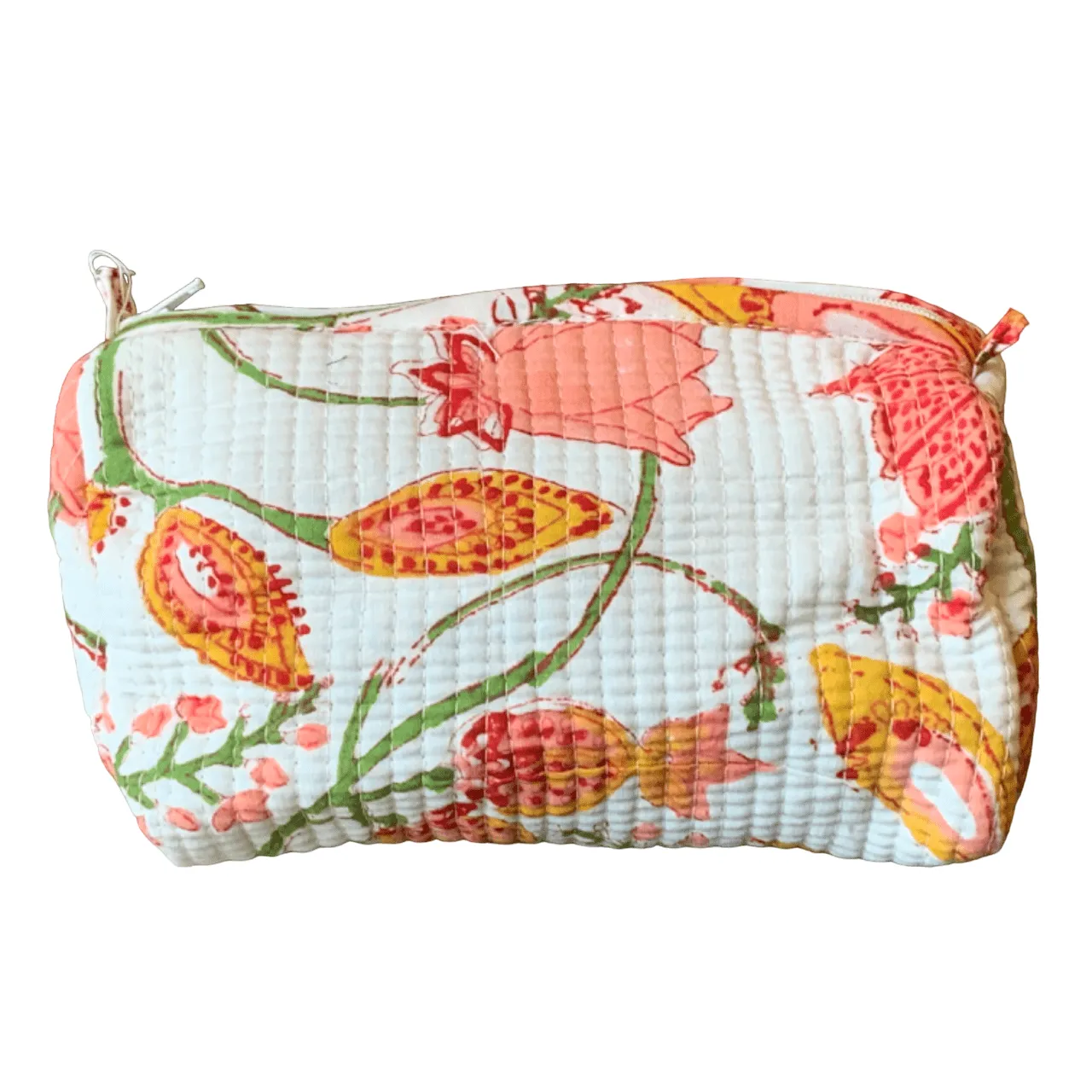 Quilted Block Print Toiletry Bag | 6 x 4 x 4