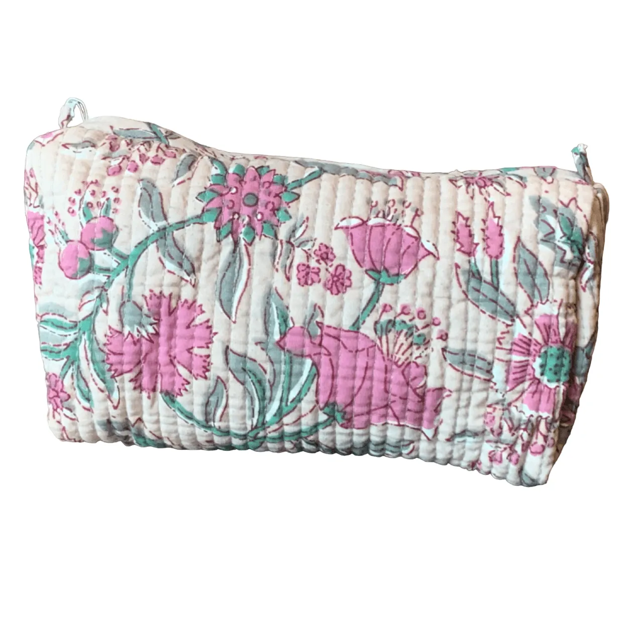 Quilted Block Print Toiletry Bag | 6 x 4 x 4