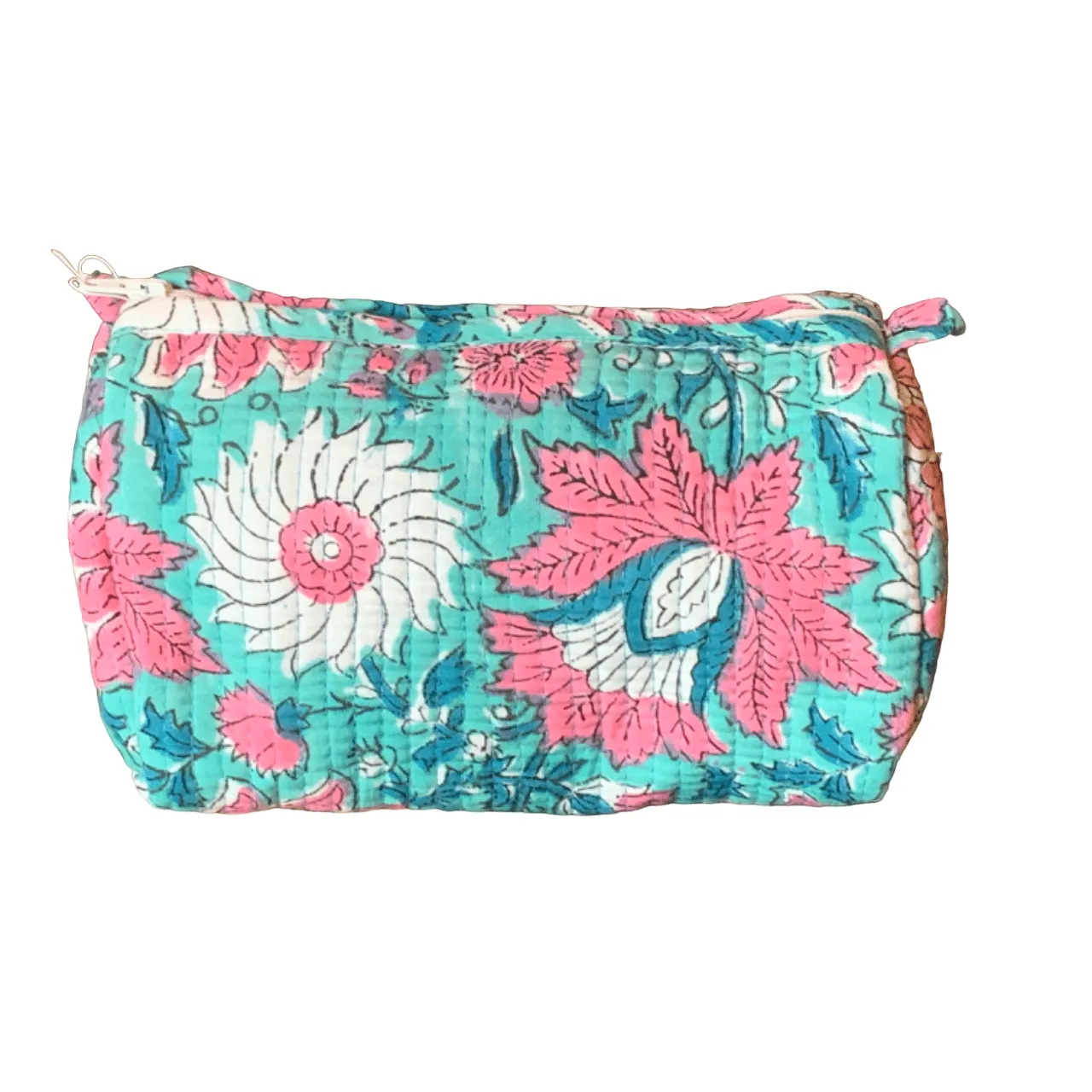 Quilted Block Print Toiletry Bag | 6 x 4 x 4